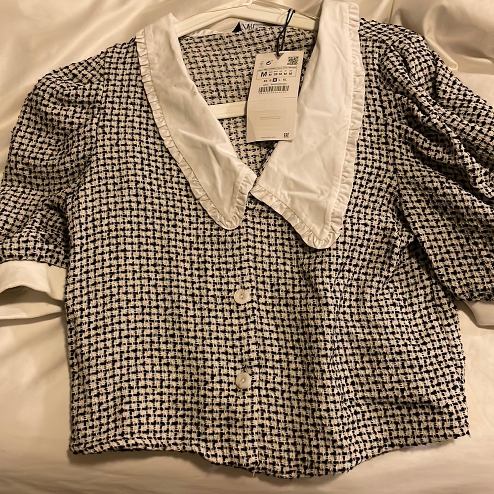 Zara black and white crop top